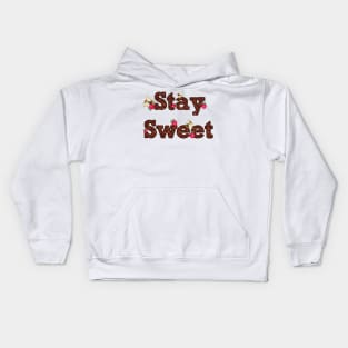 Bee themed gifts for women, men and kids. Stay Sweet written in chocolate with strawberries and bees Kids Hoodie